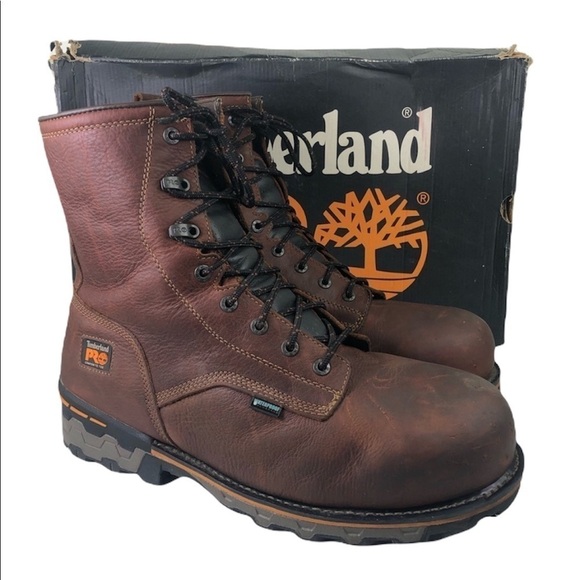 Timberland PRO 8'' Boondock Work Boots Sz 15W Waterproof Brown Leather Comp Toe - Picture 1 of 8